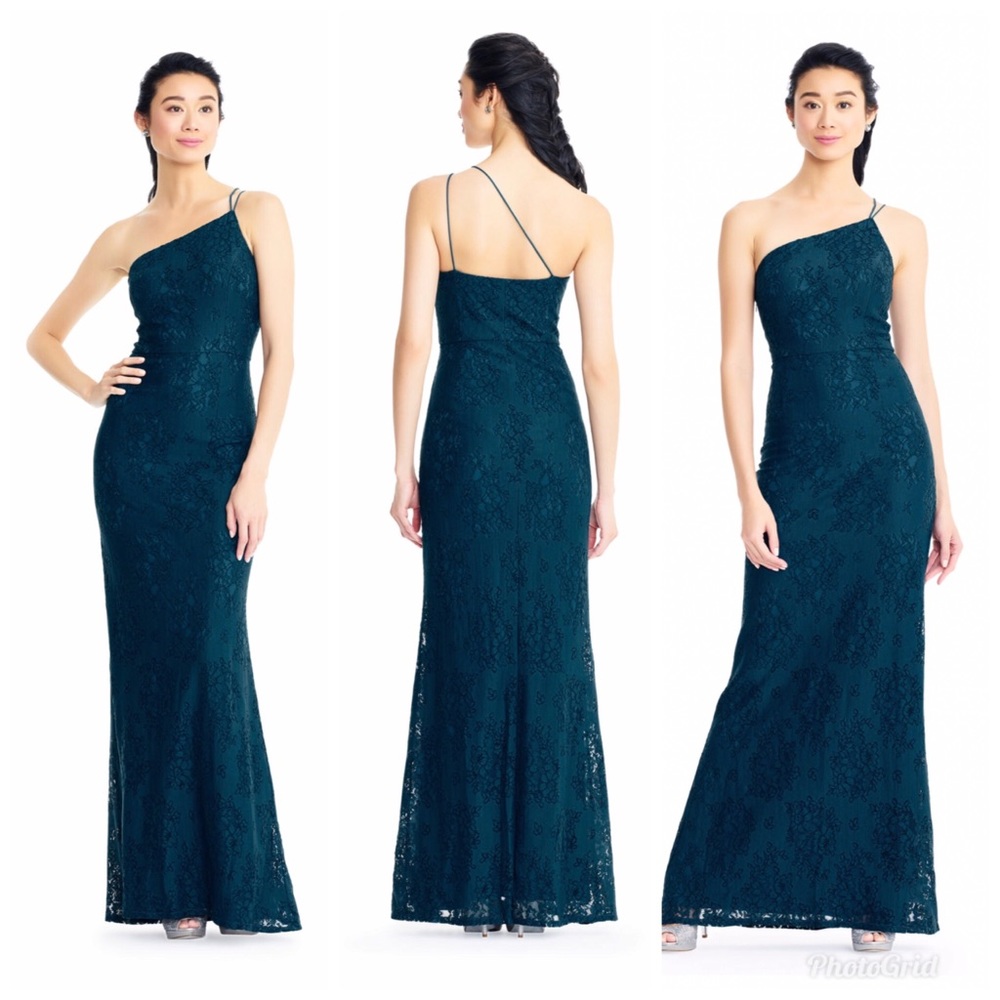 Adrianna Papell One Shoulder Lace Mermaid Gown - Picture 1 of 4